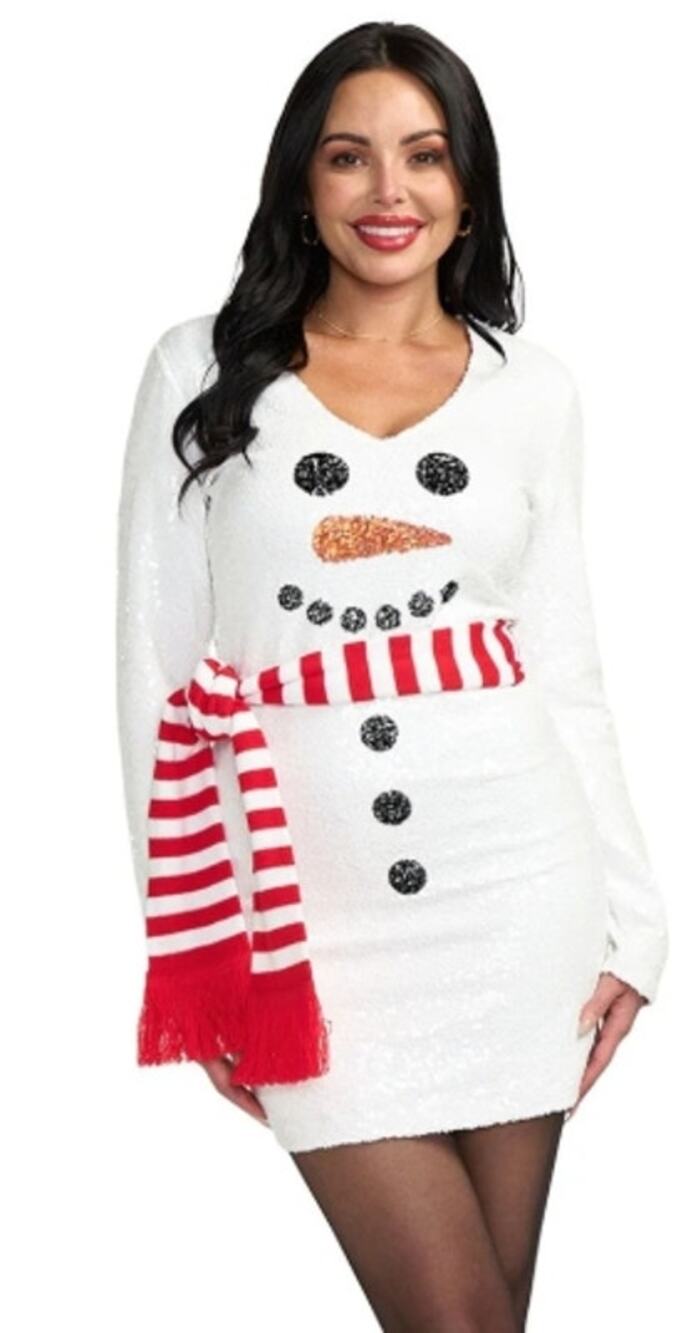 Tipsy Elves Snowman Sequin Dress, Ugly Christmas Holiday Party, Size XS NWT